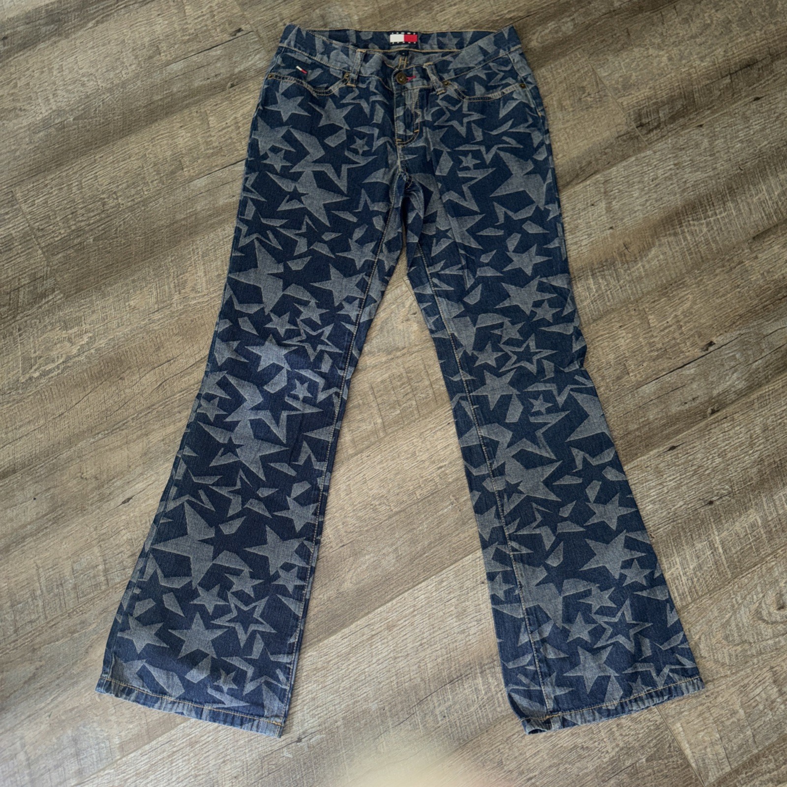 Vintage Y2K Tommy Jeans Hilfiger PATRIOTIC STARS Flare jeans Women size 5