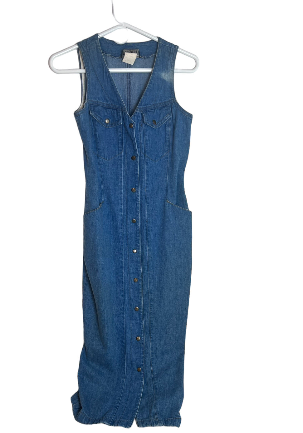 Tickets CA Dress Women’s 3 Denim Jean Midi Sleeveless Button Front Vintage 90s