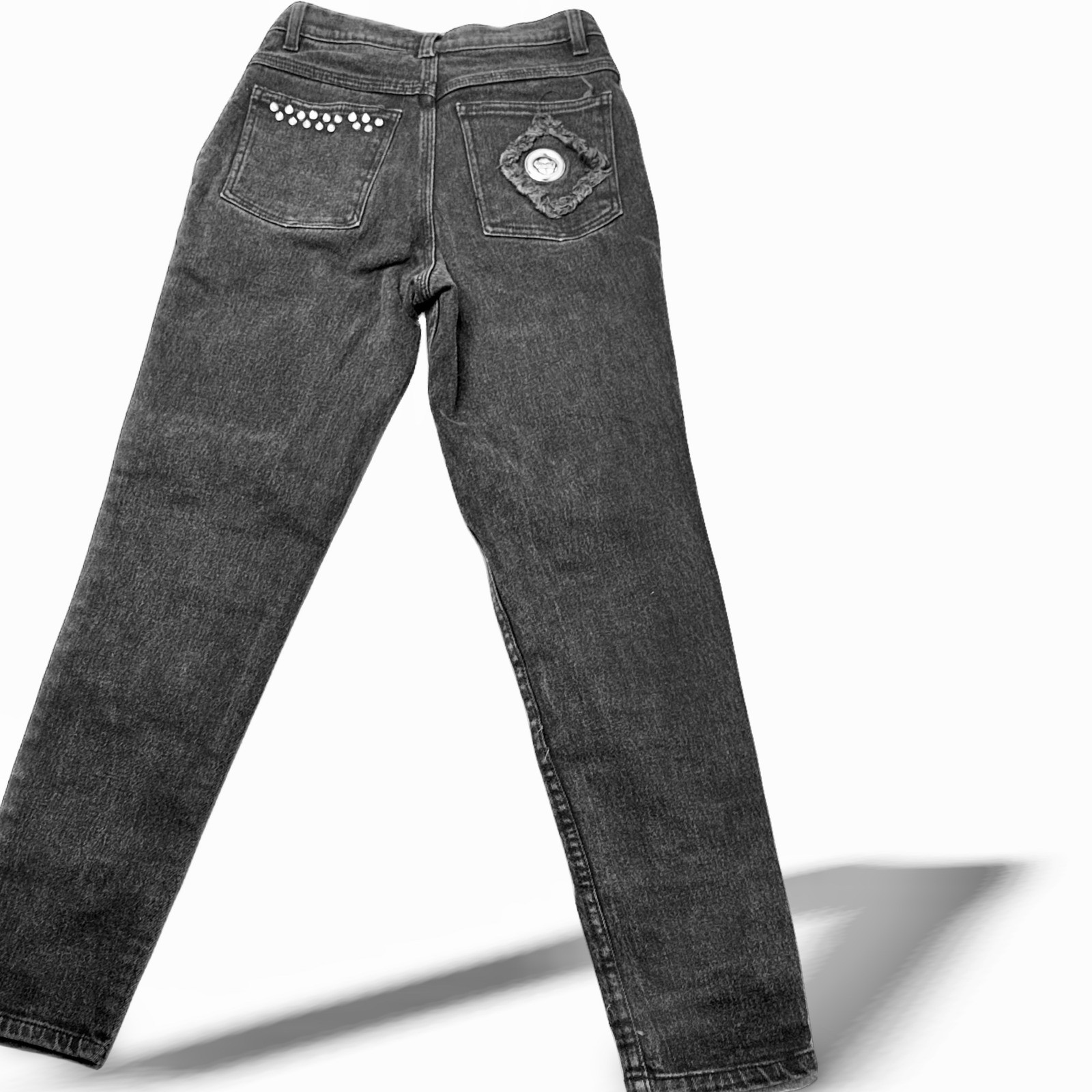 Y2K Embellished Jeans Studded Patched Denim Vintage 90s Speed Grungecore SZ 8