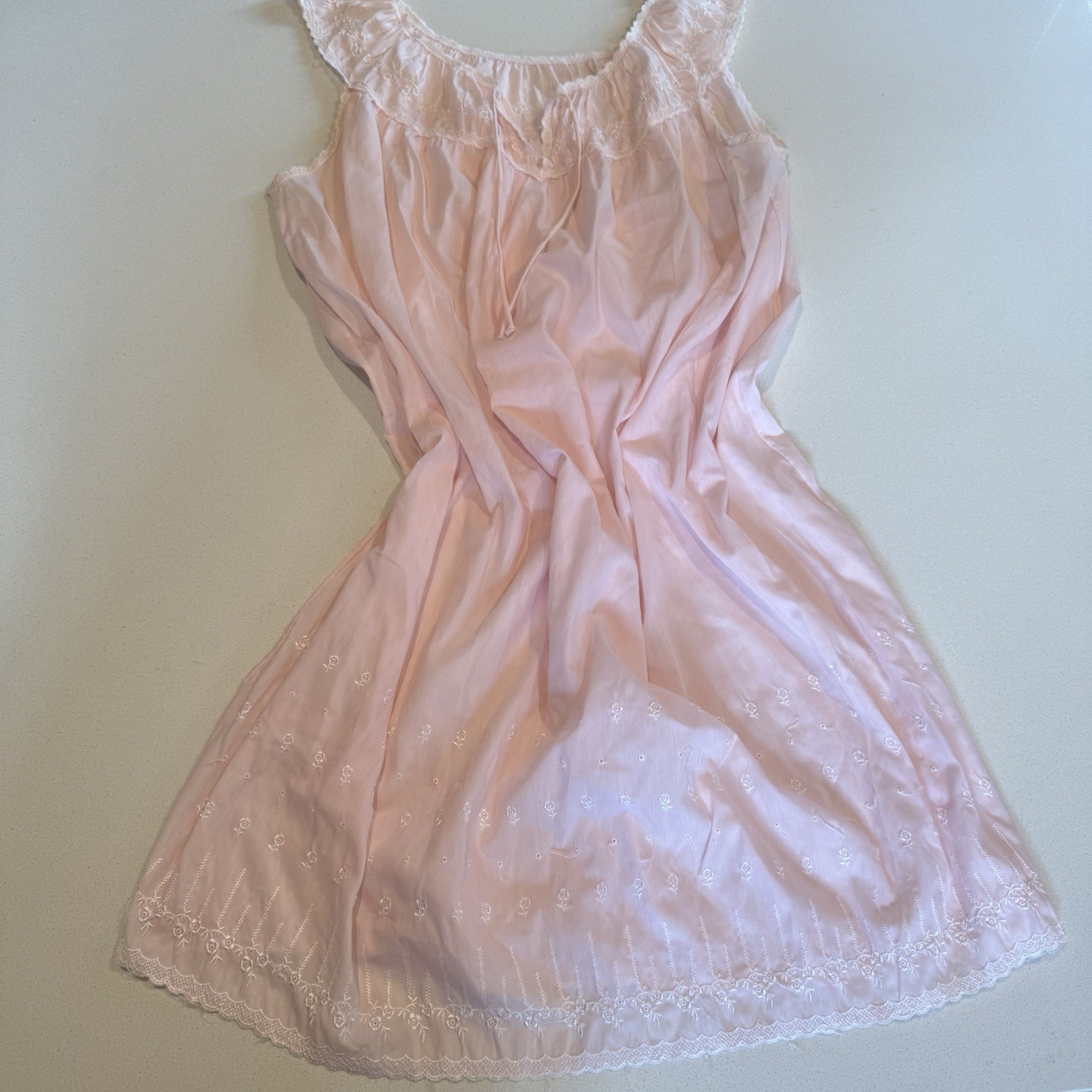 Vintage Komar Pink Nightgown Dacron Nylon Cotton Blend Size Large