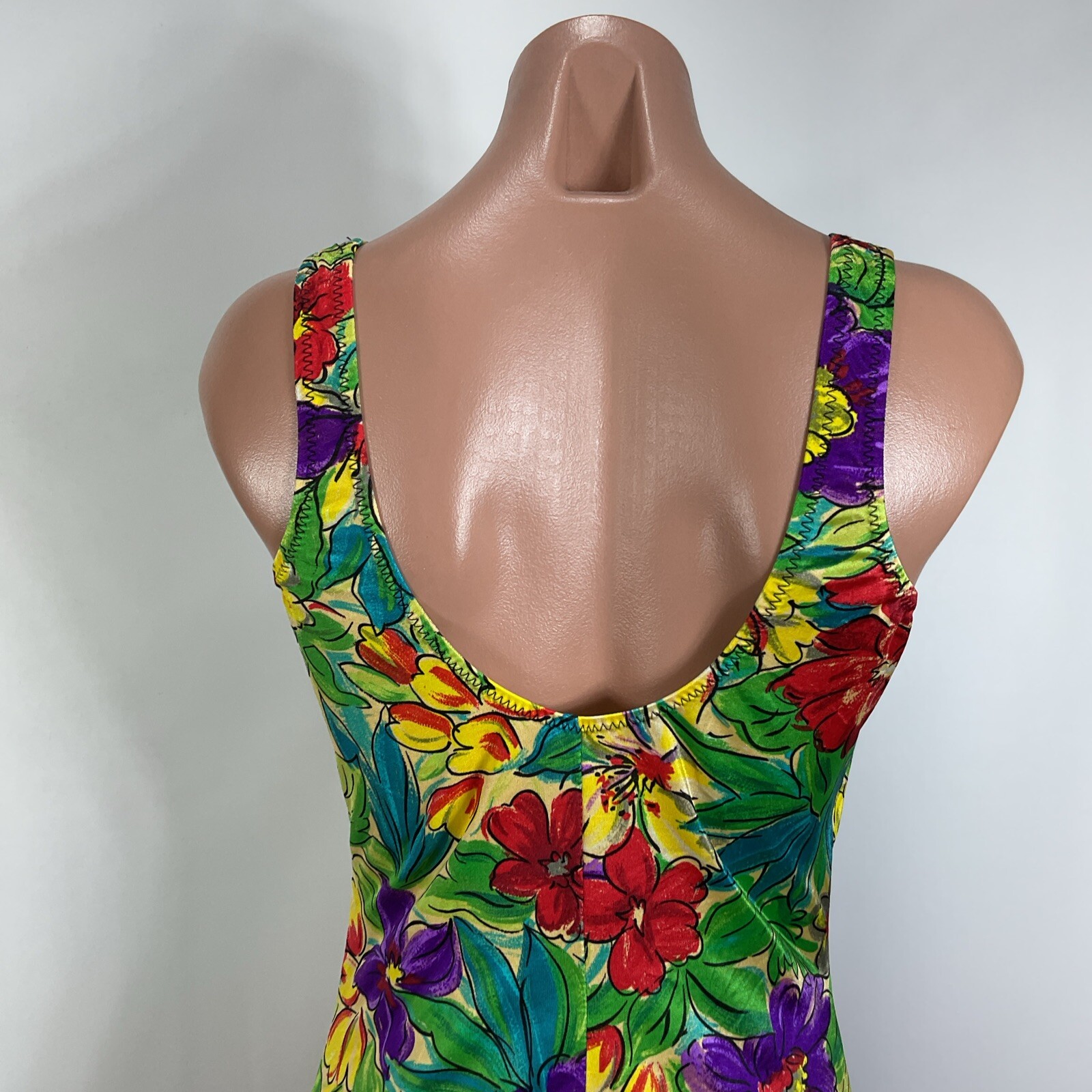 Vintage Jodee Swimsuit 50s 40s Style Floral Metallic Pin Up sz 16