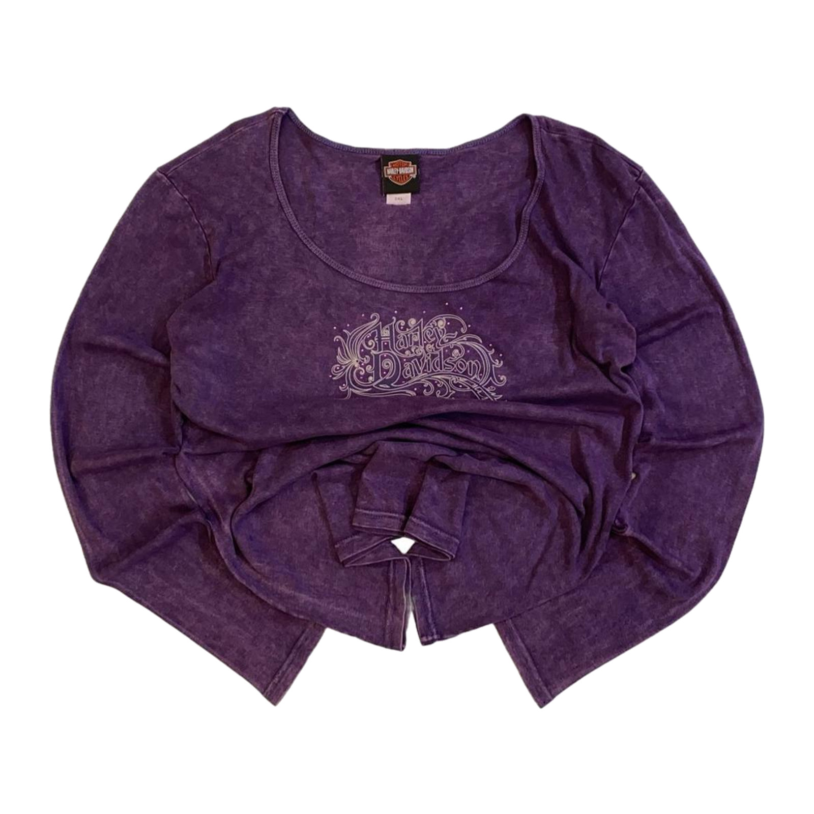 Harley Davidson Women’s Bedazzled Logo Long Sleeve T Shirt Purple 2XL