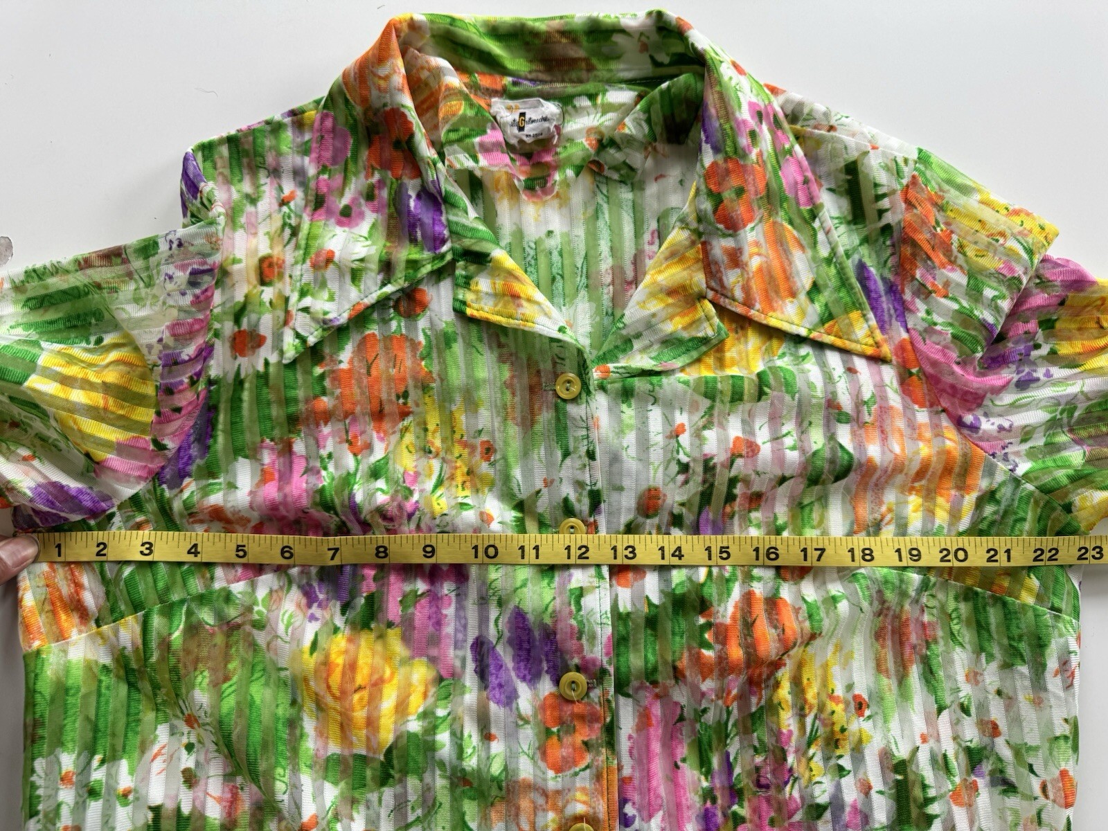 Vintage 70s Marty Gutmacher Floral Cottage Core Sheer Boho Prairie Blouse