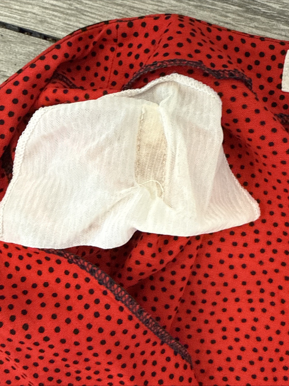 Vintage Hodeta Asymetric Button Down Short Sleeve Top Red Polka Dots Size 48