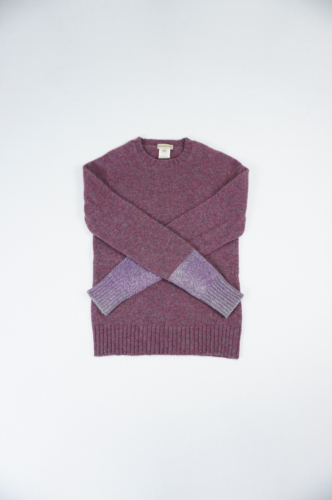 (S) DRIES VAN NOTEN Late 90s Wool Blend Metallic Cuff Knit Jumper