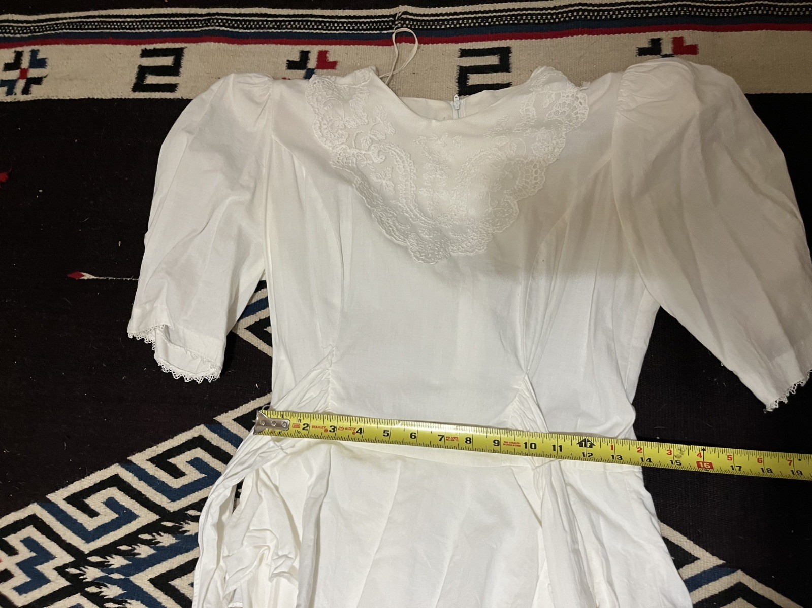 Dawn Joy Fashions Vintage Cottagecore Dress Ruffles white with lace traid