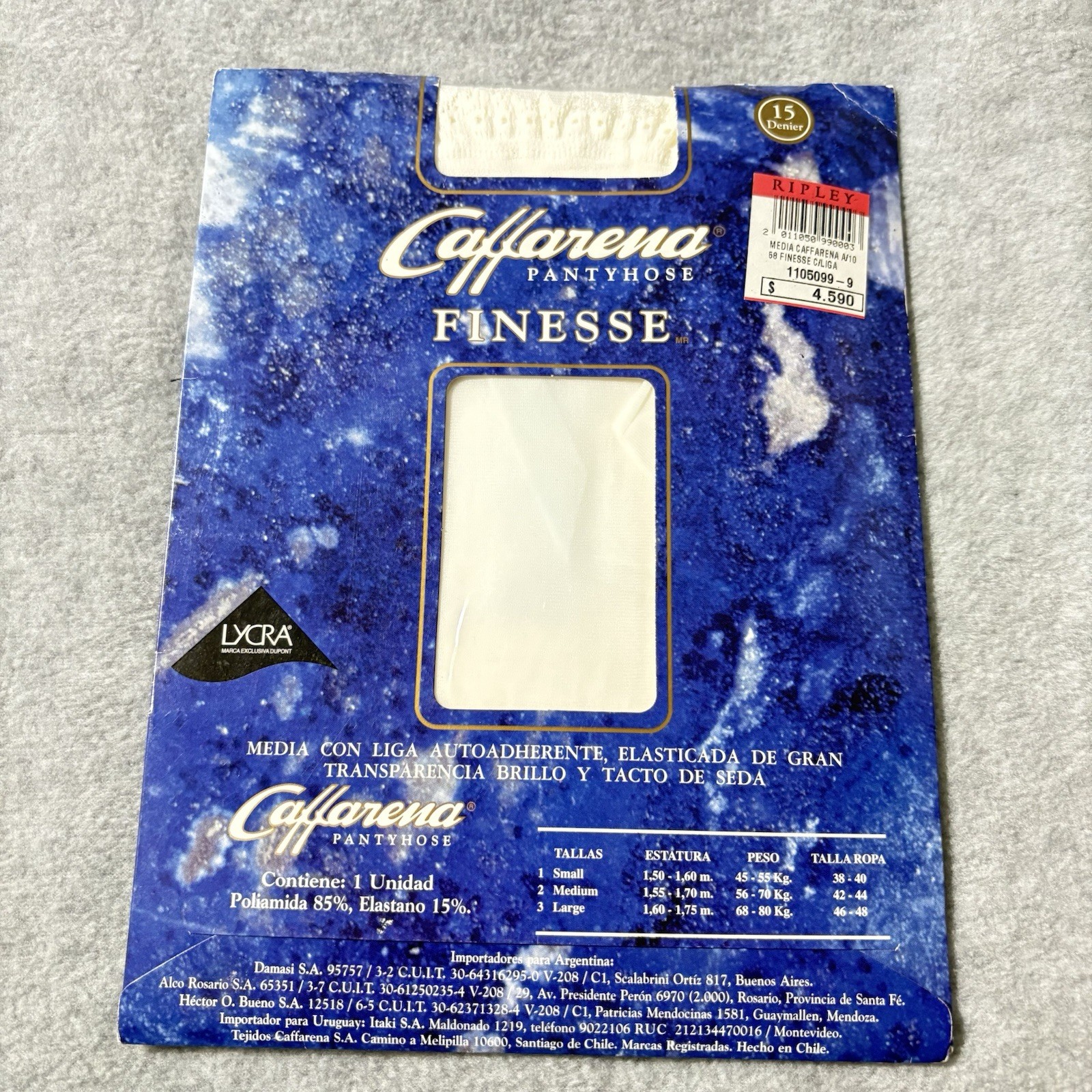 Vintage Pantyhose White Lace Size Medium Caffarena Finesse Lycra