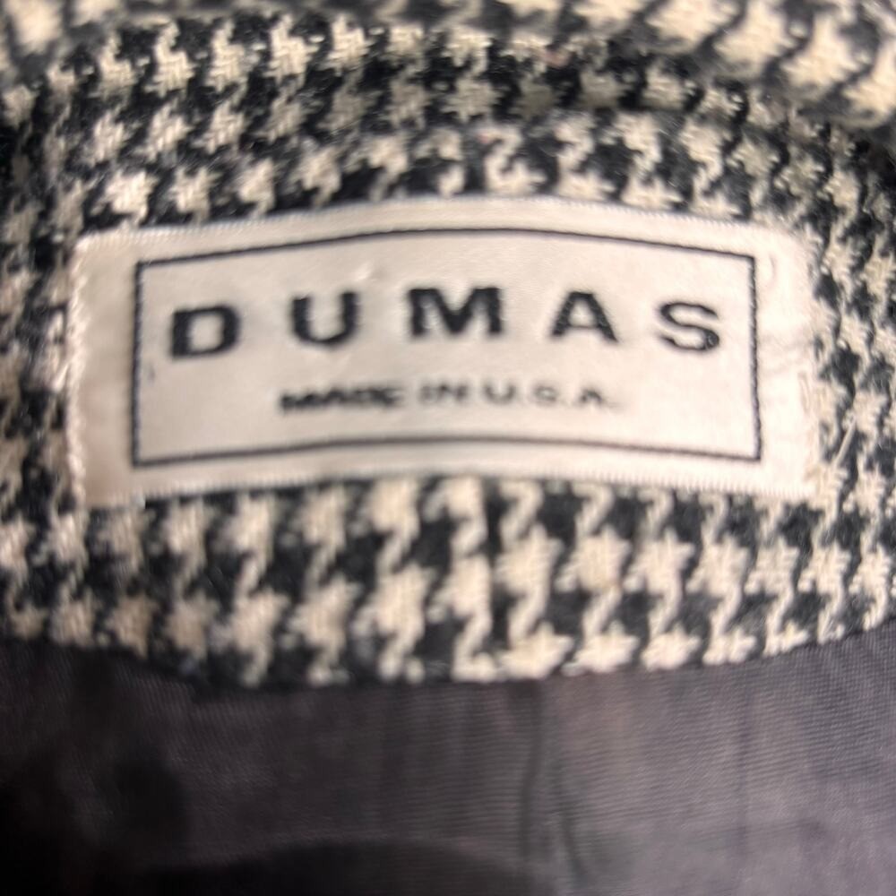 Vintage 80s Dumas Black White Houndstooth Wool Blazer USA Union Made Medium