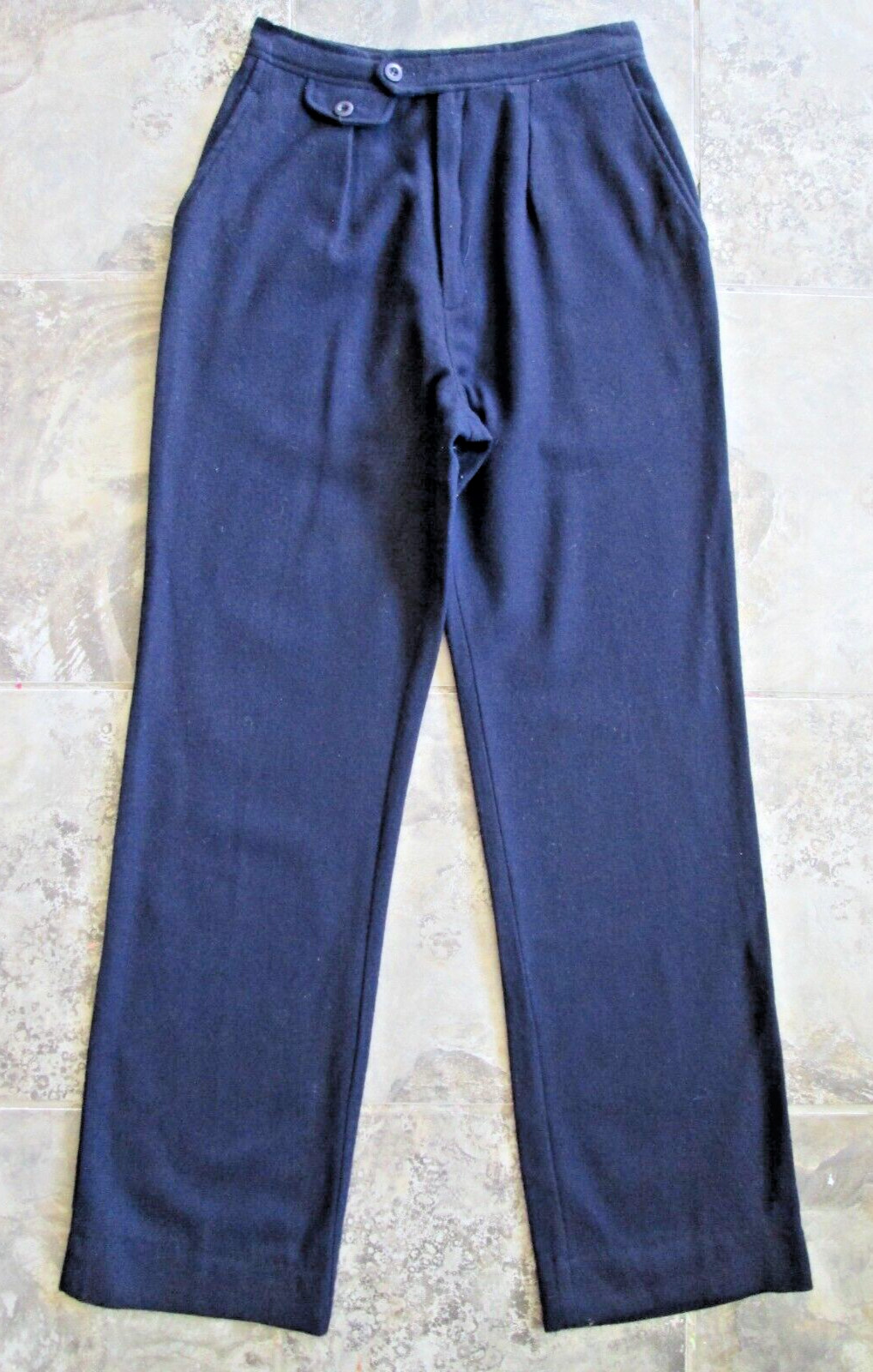 Vintage BT Juniors Women’s Pants 25×30 Pleated Straight Leg High Rise Blue Wool