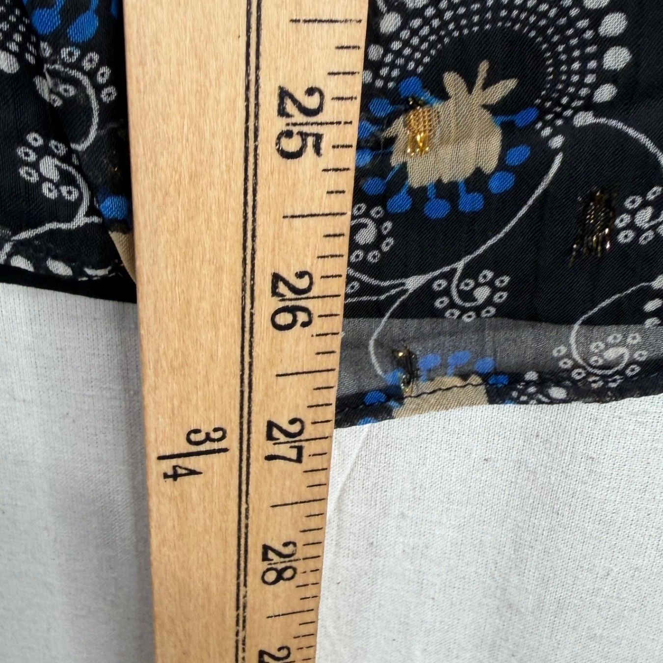 Ann Taylor Floral Print Short Sleeve Blouse size Medium Black/Yellow/Blue