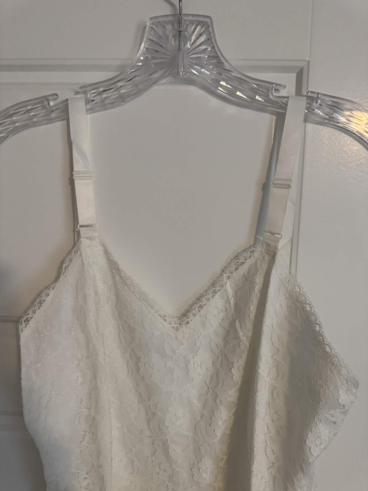 Vintage Du Pont Acele Size 36 Regular White Short Proportioned Slip Lace USA