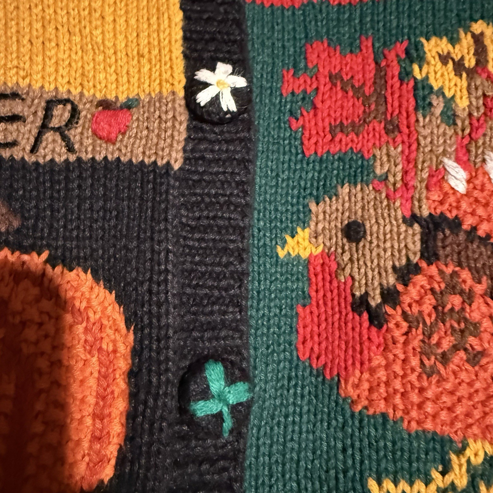 Belle Pointe Vintage Ugly Christmas Calendar Sweater Chunky Knit Teacher Core L