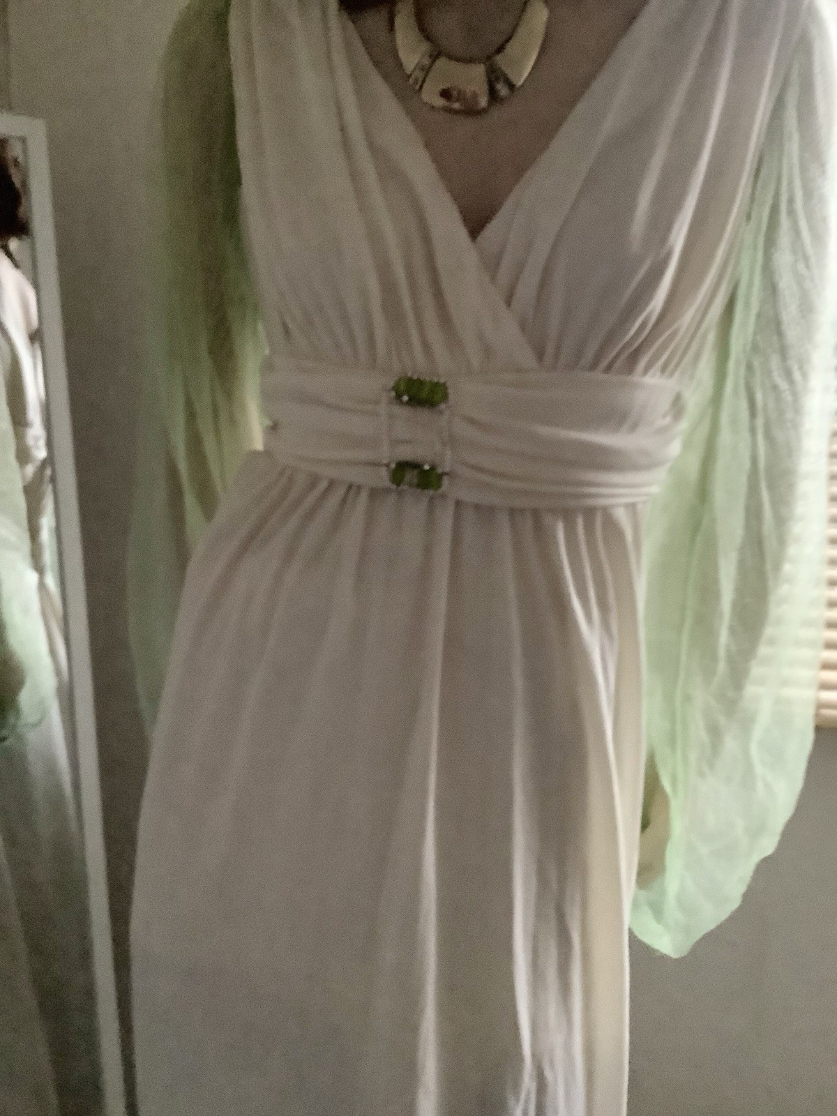 Classy Vintage Ivory Long Full Length Formal Evening Prom Dress 18