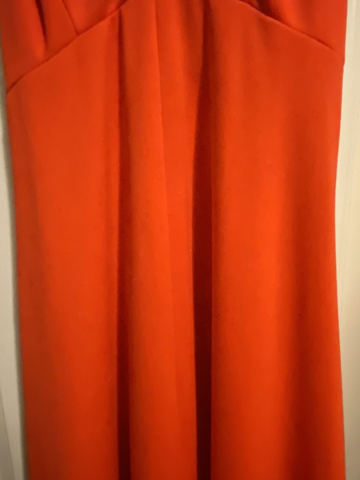Vintage 1960’s The House of Nu-Mode. Red Maxi Dress with White Collar. Like New