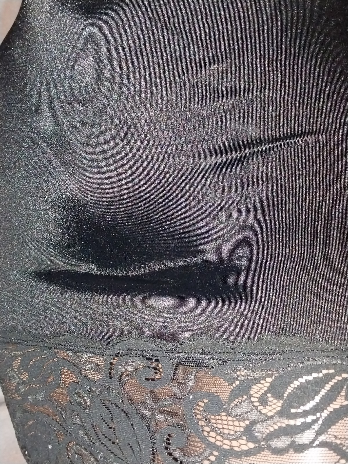 VTG SATIN Nylon VANITY FAIR PANTIES SKINS WIDE ROSE LACE SCROLL GIRDLE SLIP NIP