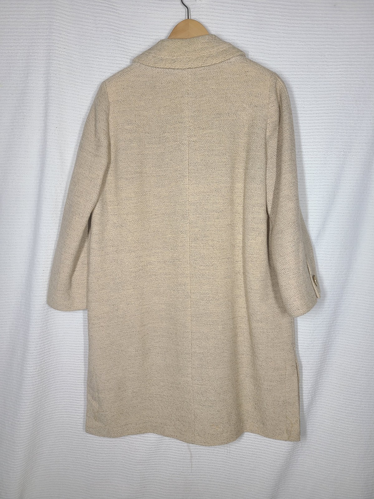 Vtg 1960s Tweed Women’s Coat Mod 100% Wool Silk Lined Medium Davidow Beige Tan