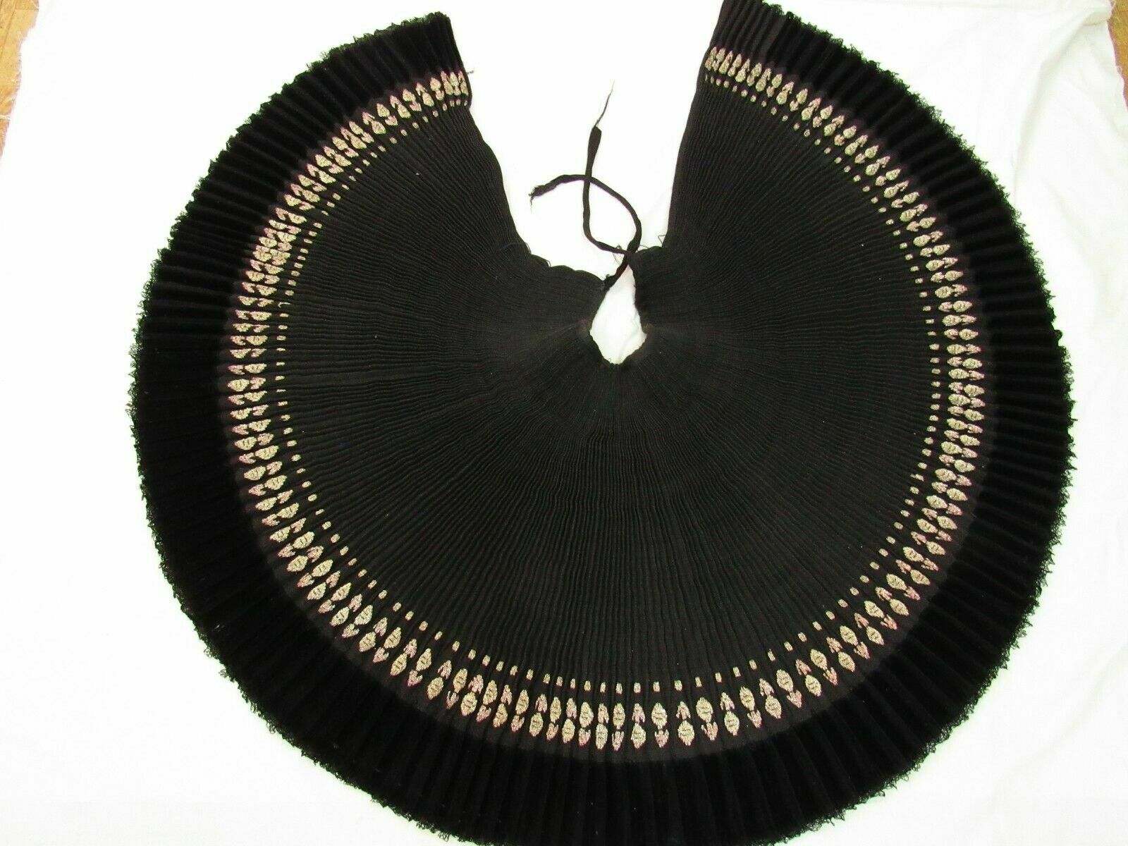 17-18th C. RARE ANTIQUE Folk costume SKIRT, EMBROIDERED GOLD TINSEL PLEATED