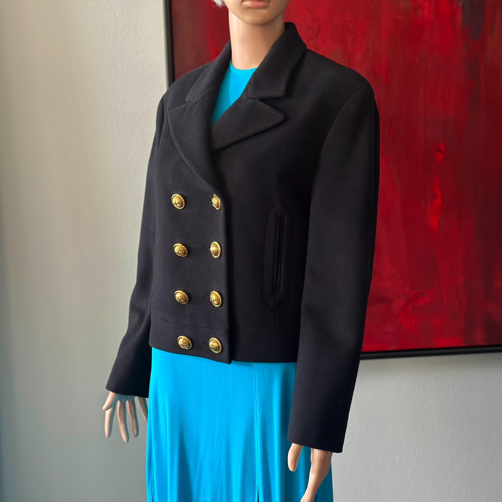 MOSCHINO CHEAP and CHIC blue navy wool & mohair jacket size 42 from F/W 1992/93