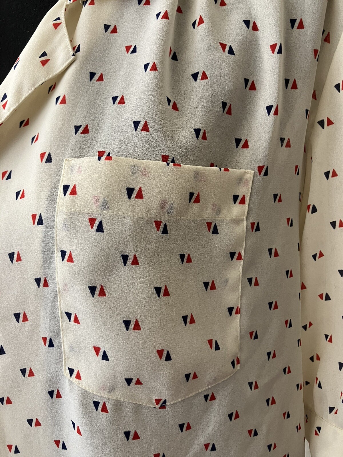Vintage ’80s Laura & Jayne Short Sleeve Button Down Blouse Sheer Geometric Large