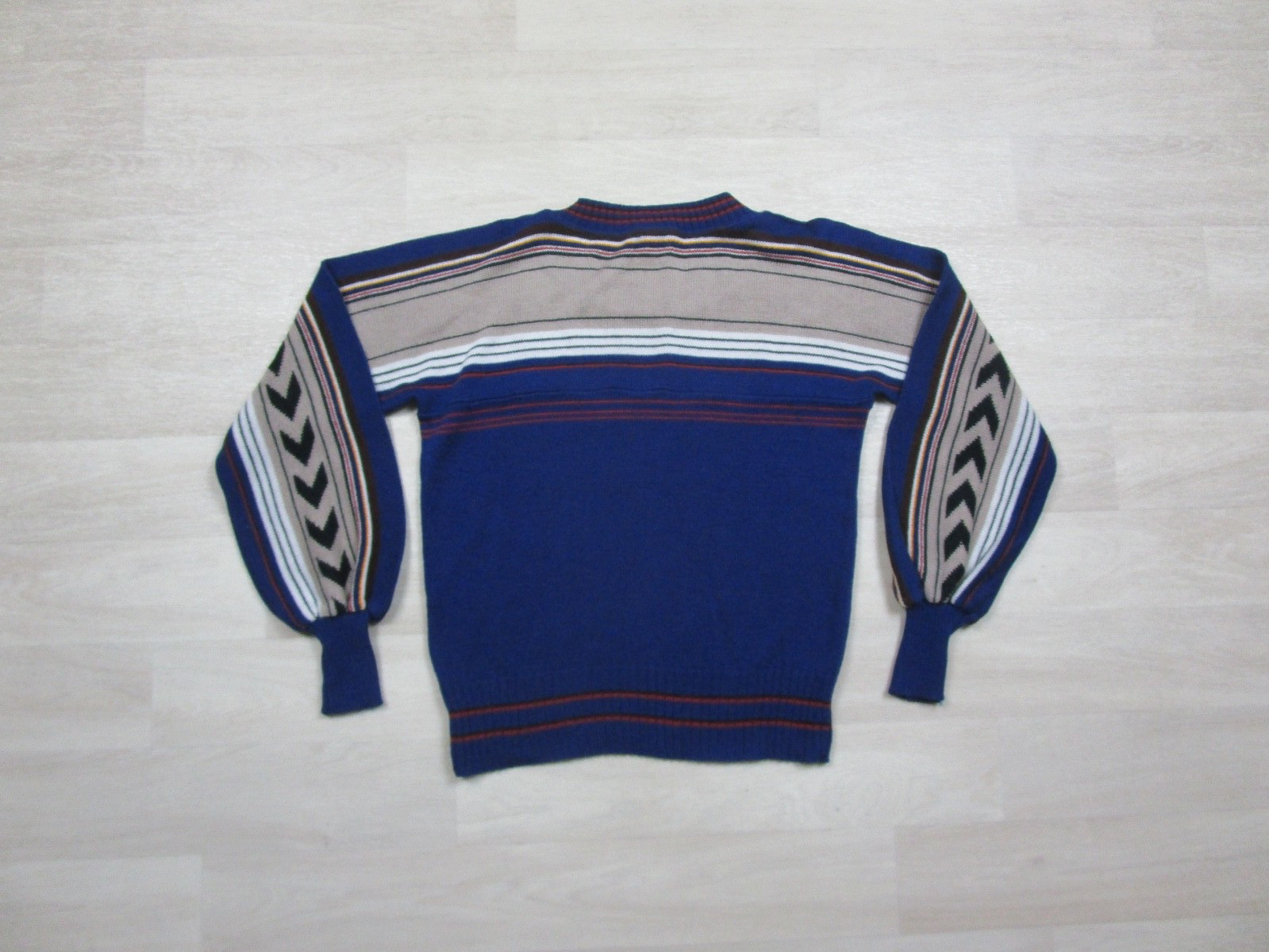 Vintage 60s Sears JR Bazaar Sweater Womens (L) Long Bishop Sleeve Blue Boho MCM