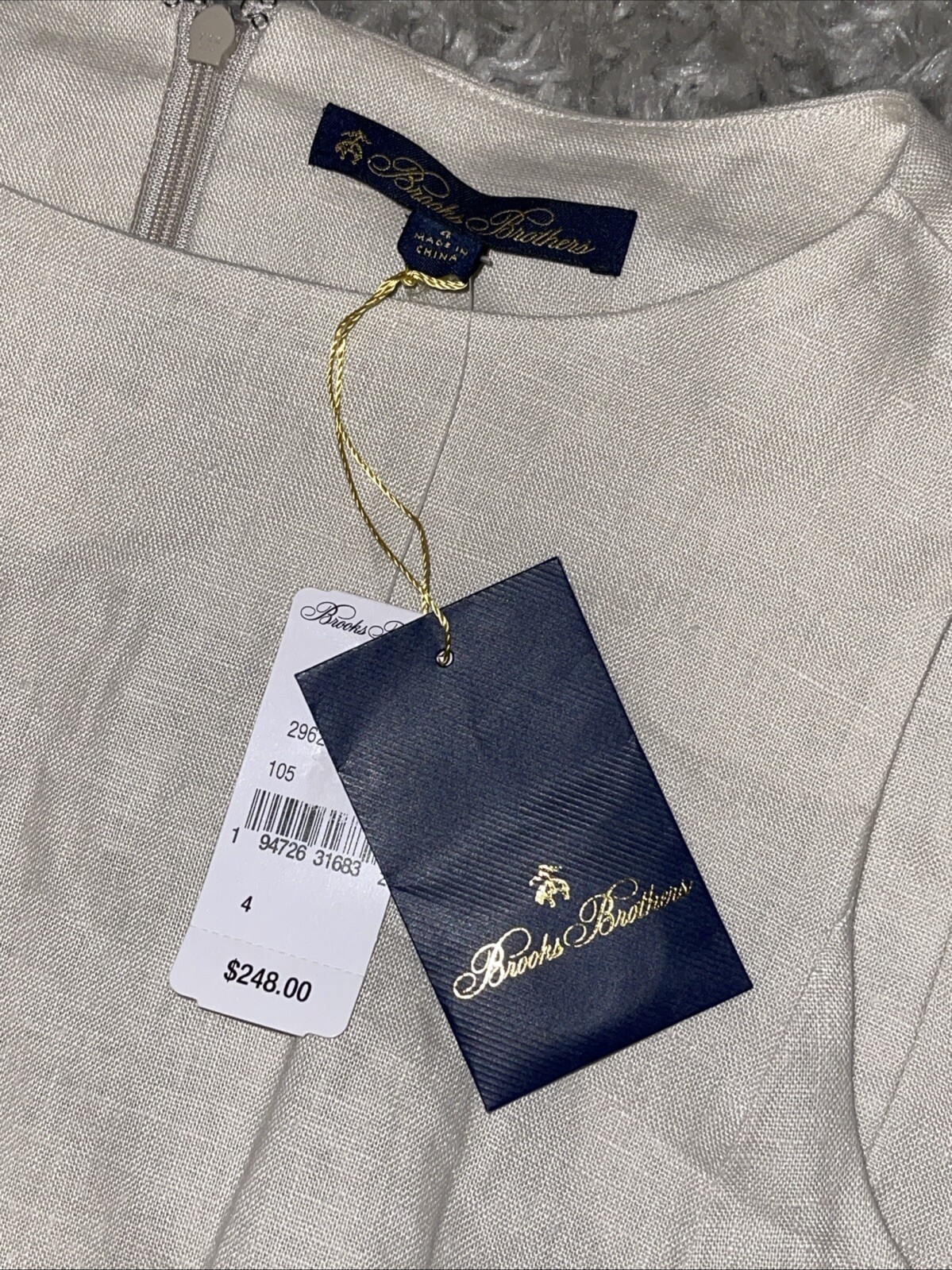 Brooks Brothers linen Dress Sz 4 Cream Color NWT