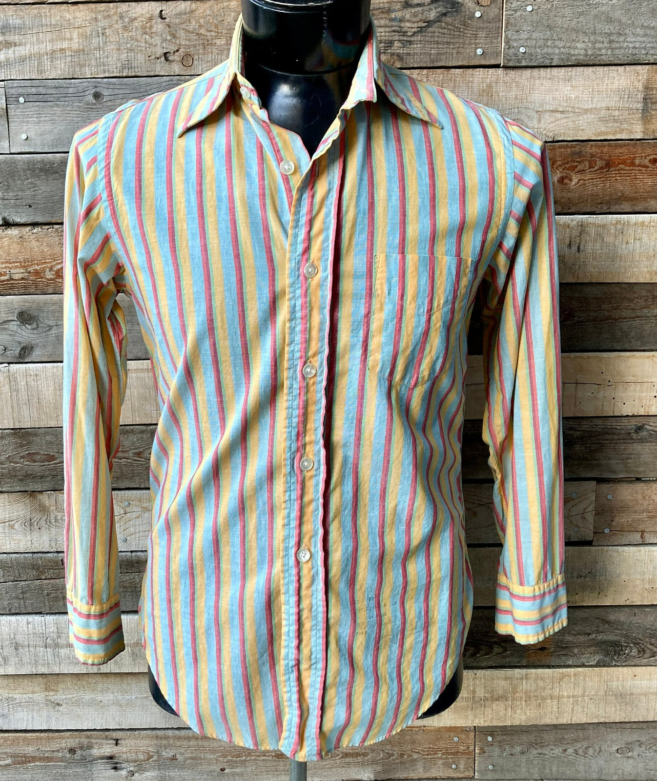 Vintage 1970’s Mod Dress Shirt with Striped Pattern and Dagger Collar by Gant