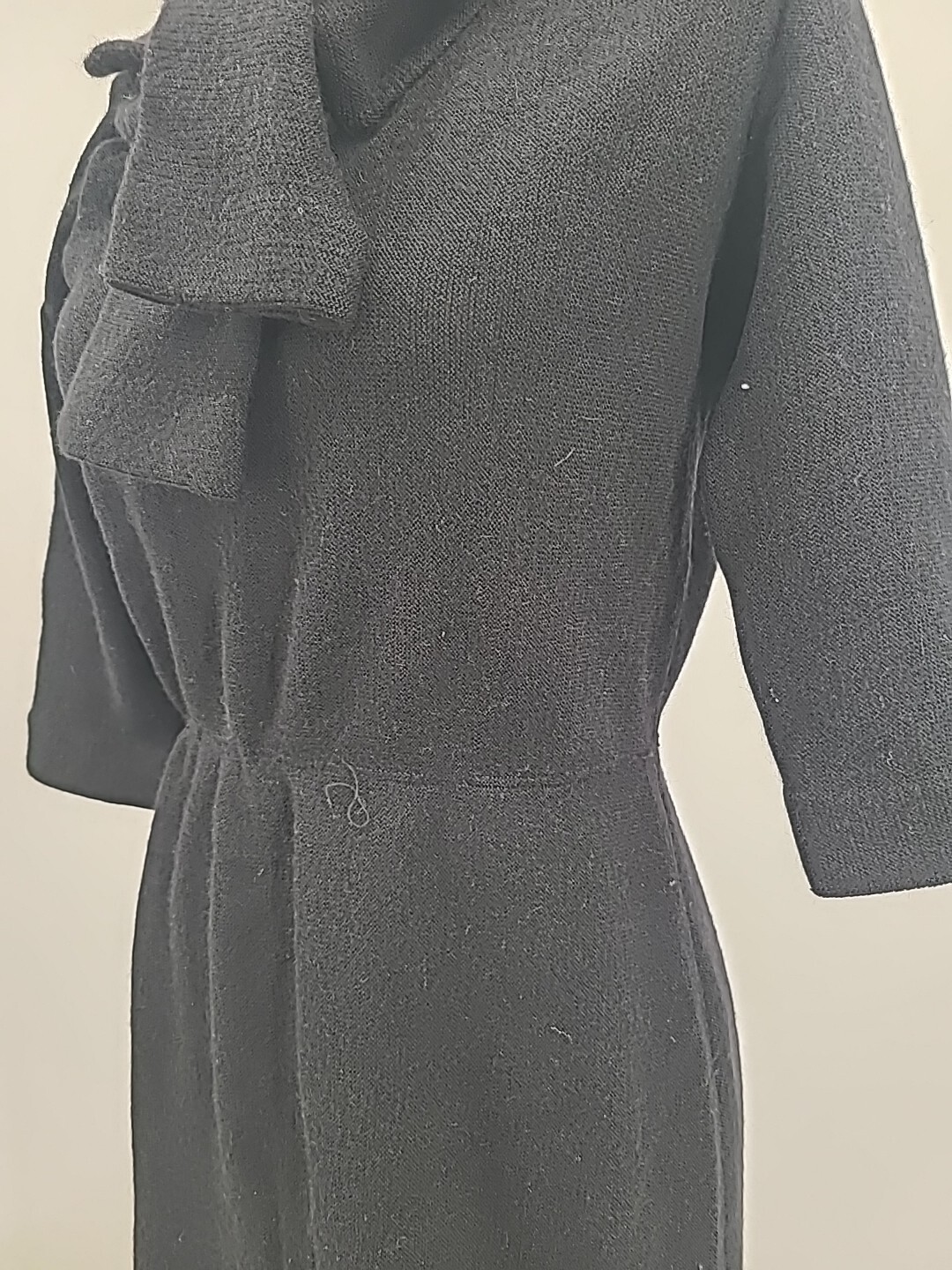 Vintage Early 50s Kimberly Knit Dress, Black Mohair And Virgin Wool Large Retro
