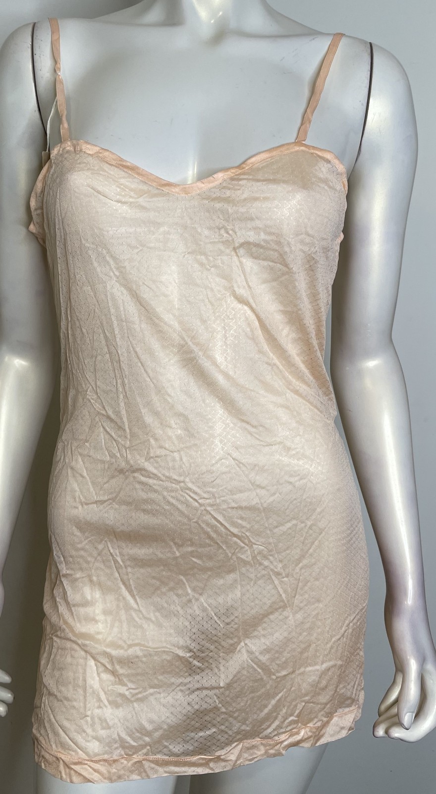 Antique Peachy Pink Pointelle Mini Full Slip S M NOS NWT Lightweight Best & Co