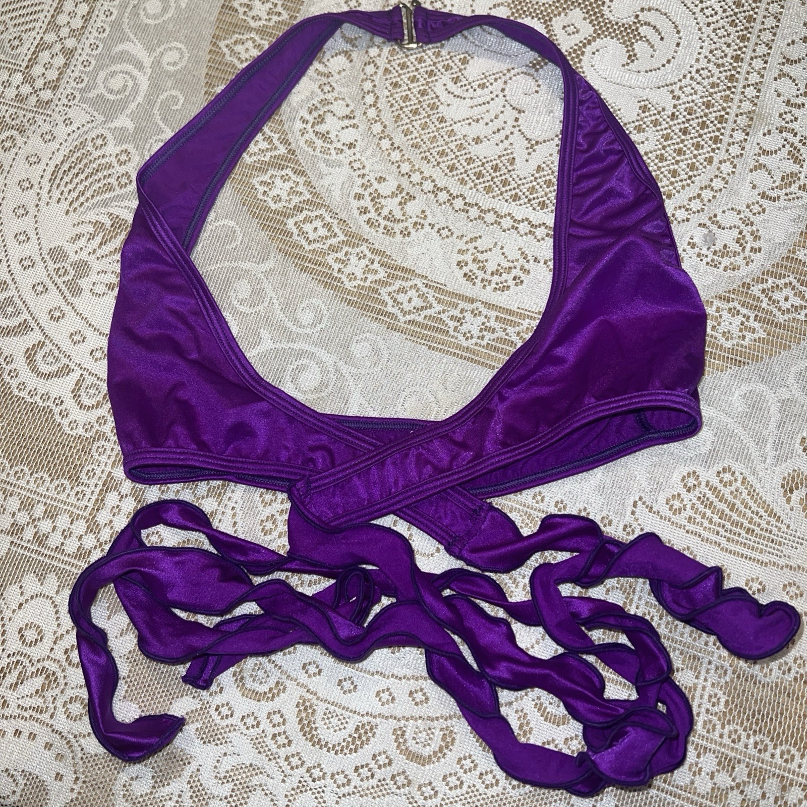 BODYZONE Purple SWIM Body Wrap Top in Black Floral S-DD One Size Fits ALL nylon