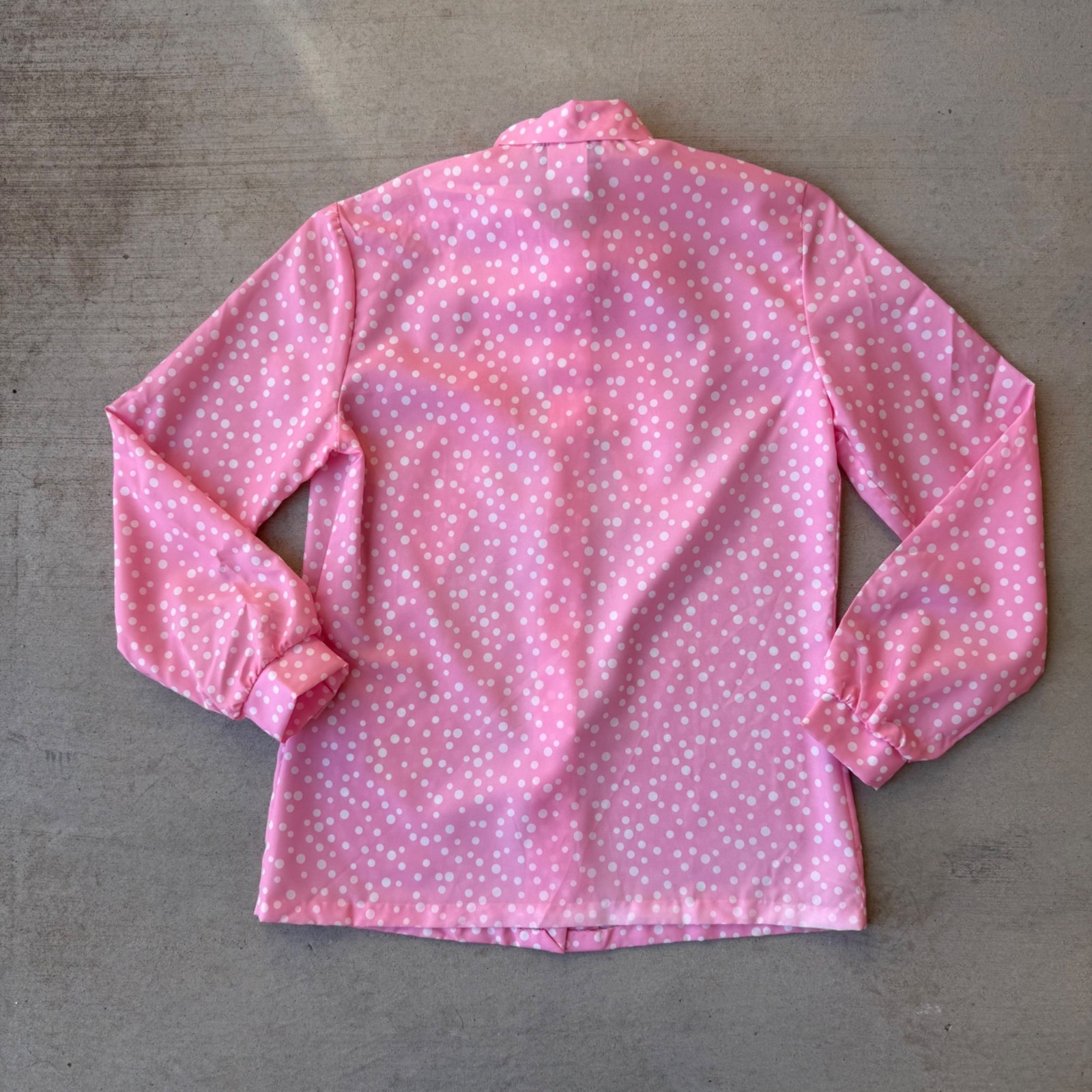 Vintage 70s Pink Polka Dot Pussy-Bow Blouse