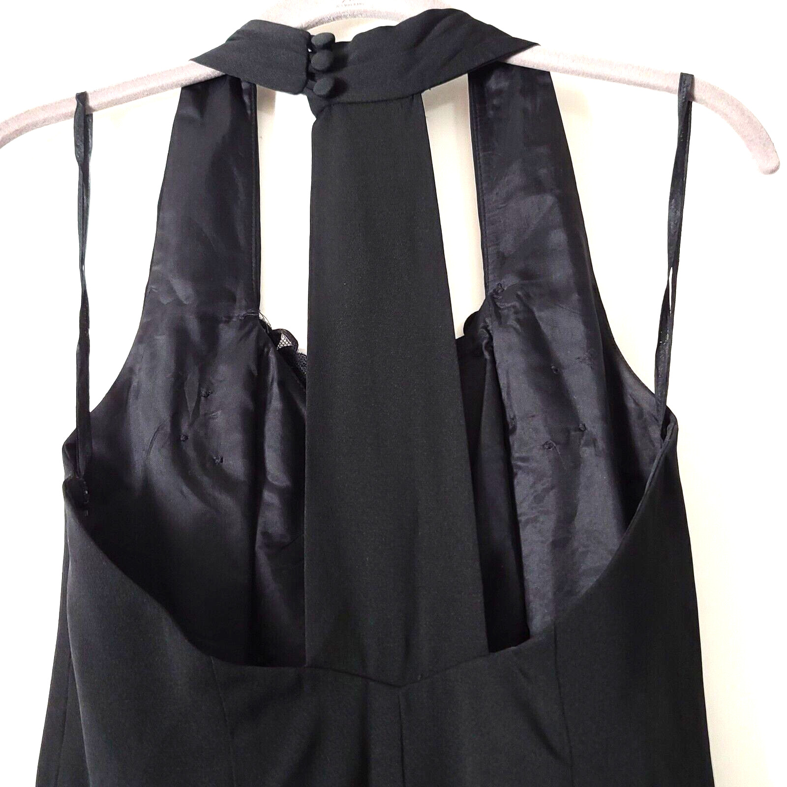 Vtg BB Collections Halter Maxi Sheath Dress Sz 6 Black Slit Formal Prom Dressy