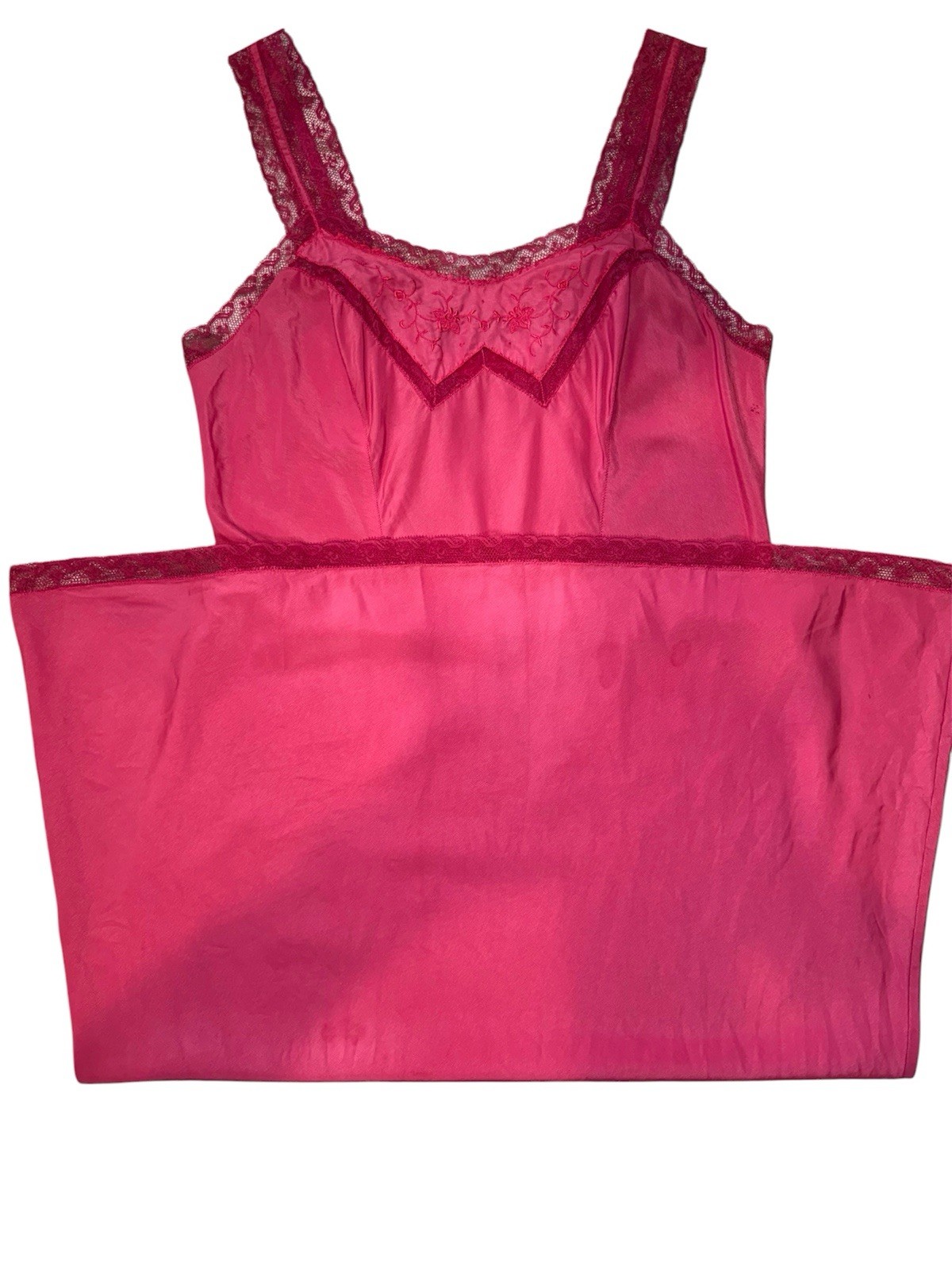Vintage 1950s BARBIZON Crepe Remarque Hot Pink Full slip dress Lil Beth 14 Miss