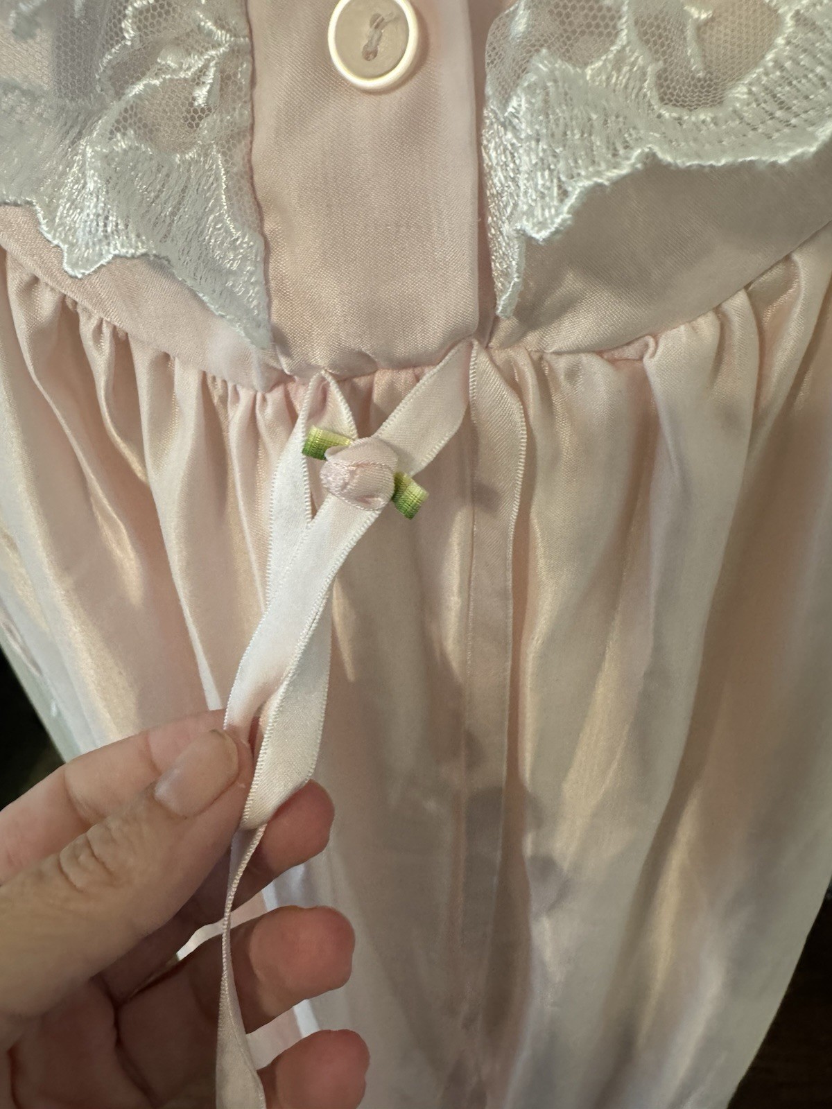 Vintage Lily of France Pink Lace Ruffle Nightgown Long Sleeve Cottagecore Me
