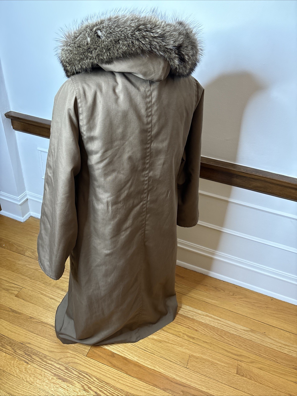Vtg BONNIE CASHIN Russel Taylor Brown Fur Trim Rain Weatherwear Coat 8 M