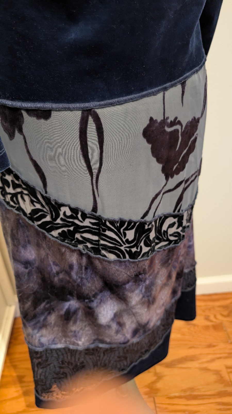 Vintage 90’s Size 10 Spencer Alexis Blue Floral Burnout Velvet Dress Grunge Goth