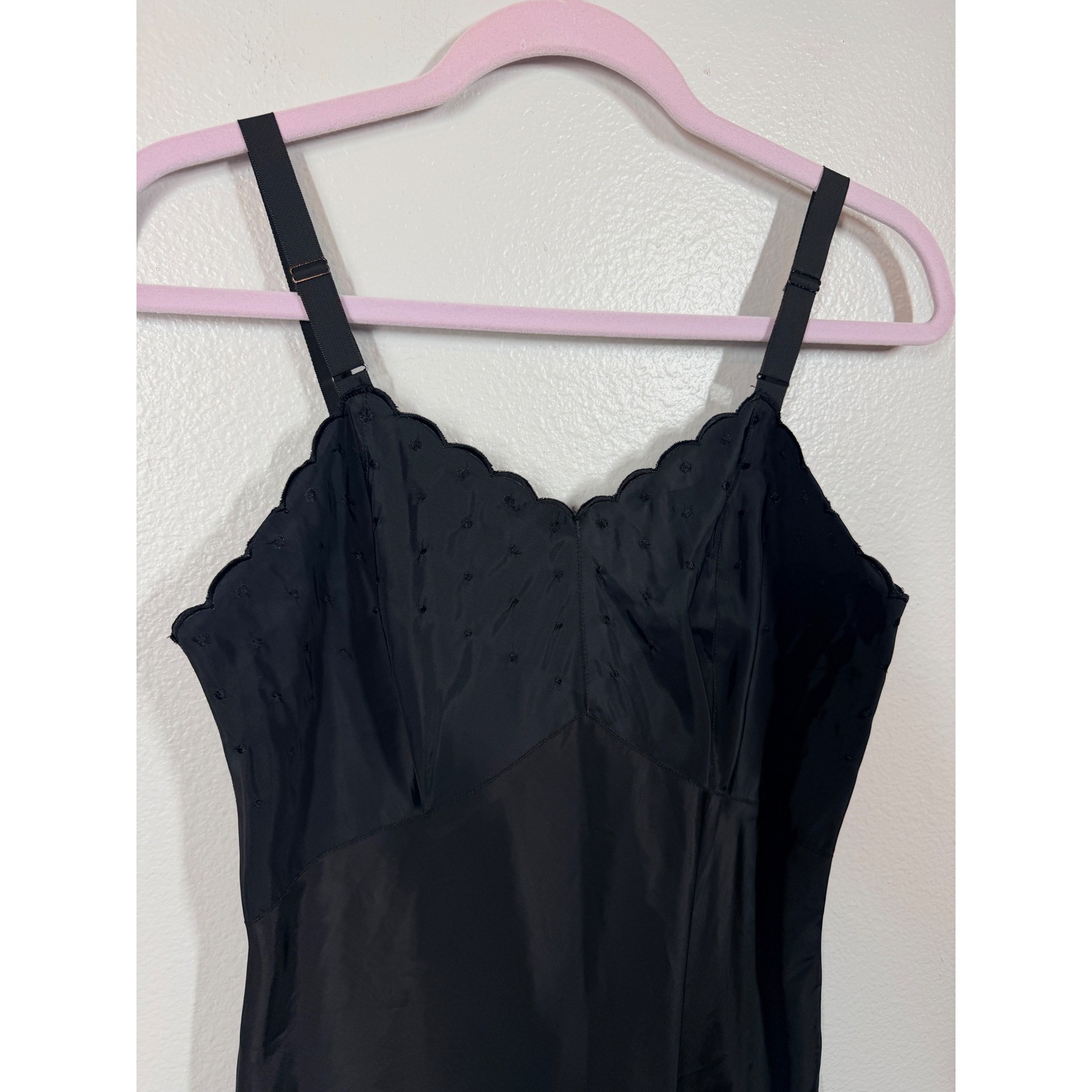 Barbizon Full Slip Sz 12 Miss Black Nylon Tafetta Candies 1960’s Tafredda