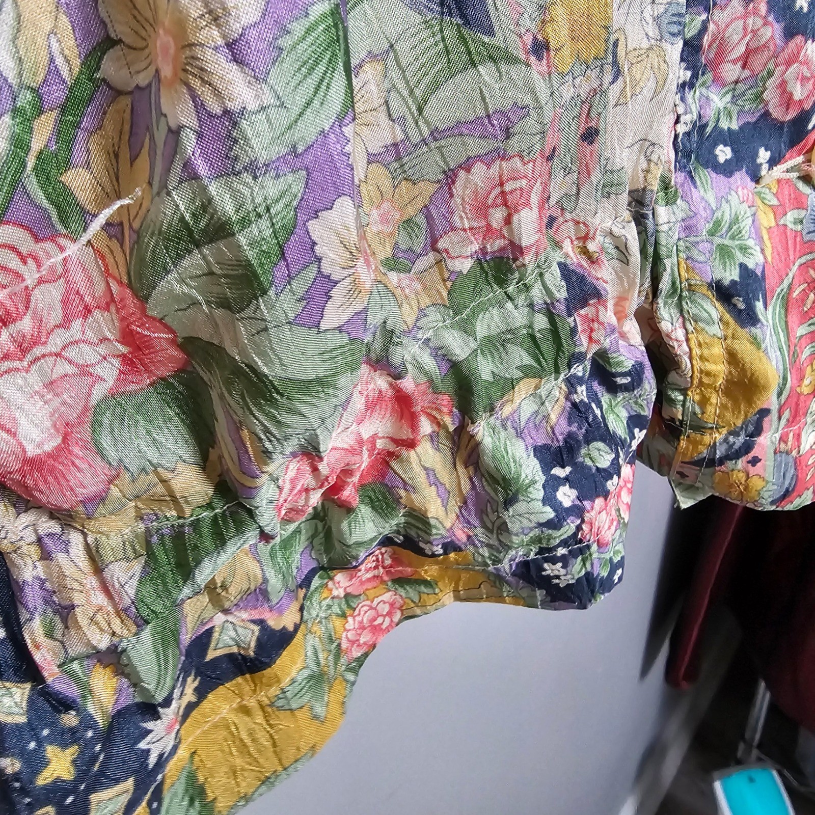 Cambridge Women Floral Colorblock Vintage Zip Front Jacket Size M Pink Retro 80s