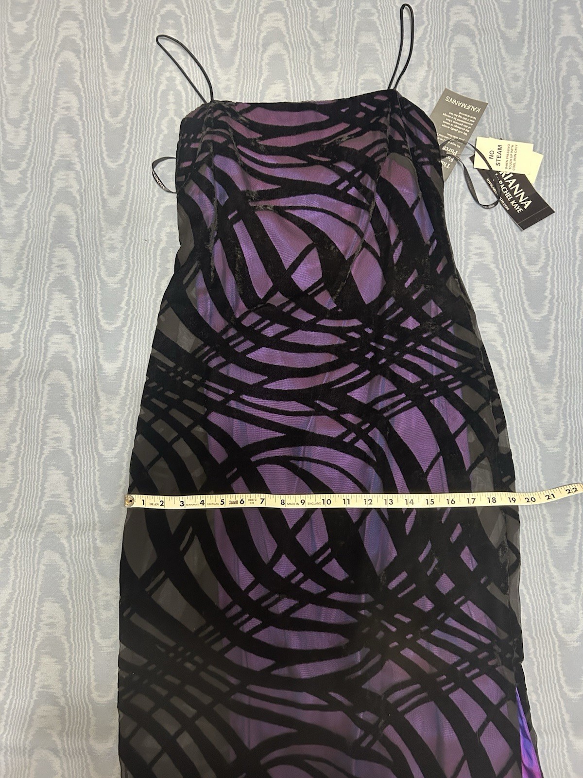 Vintage Arianna by Rachel Kaye Black Purple Velvet Claudie Dress w/Shawl•4•NWT