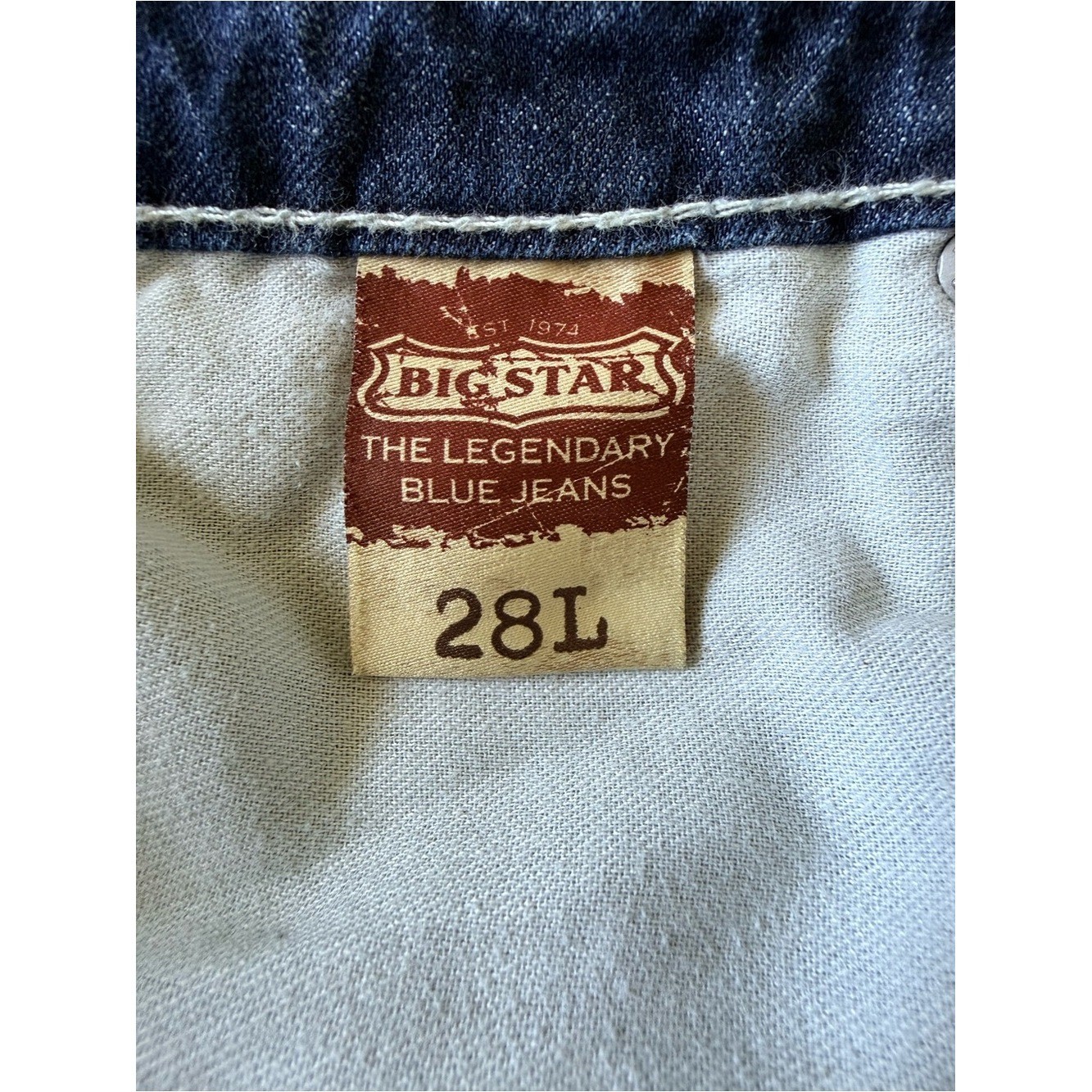 Big Star Maddie Boot Mid Rise Fit Jeans Size 28L Thick Stitch Distressed Y2K