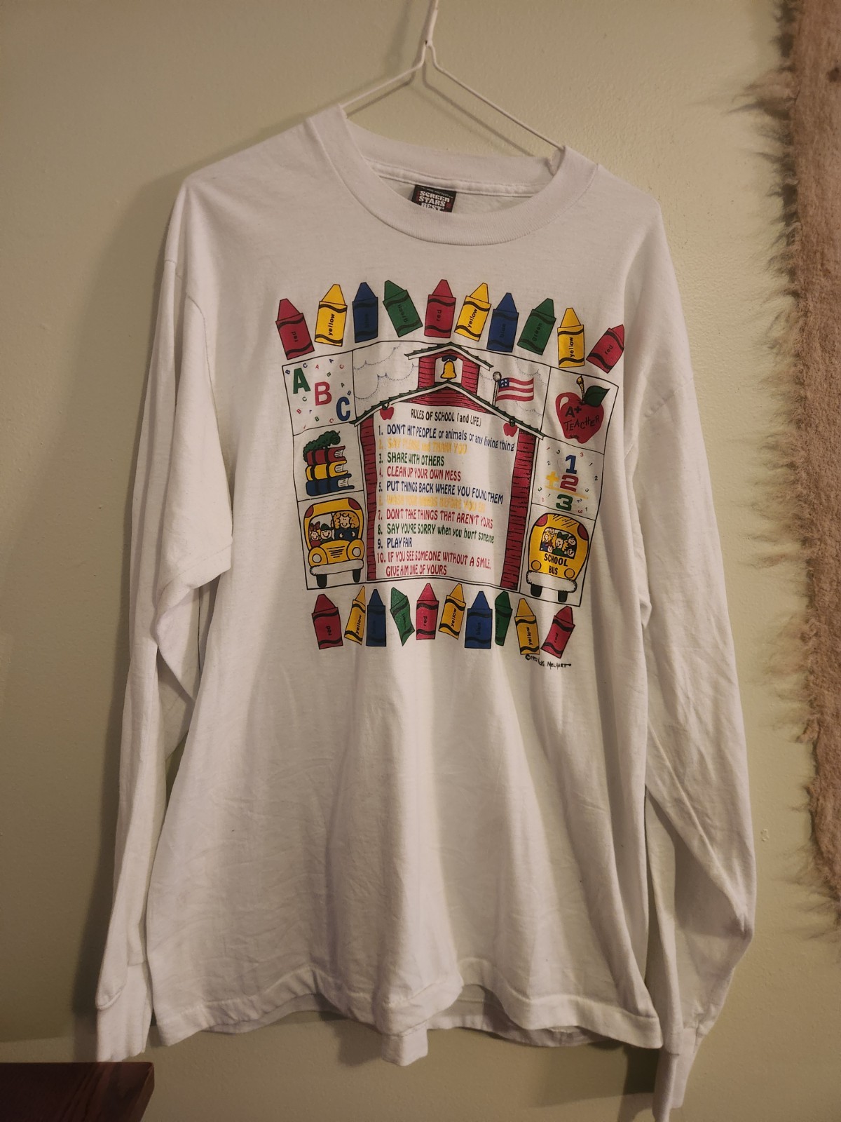 Vintage Vicki Melhart Screen Stars Best Long Sleeve Shirt School Teacher XL USA