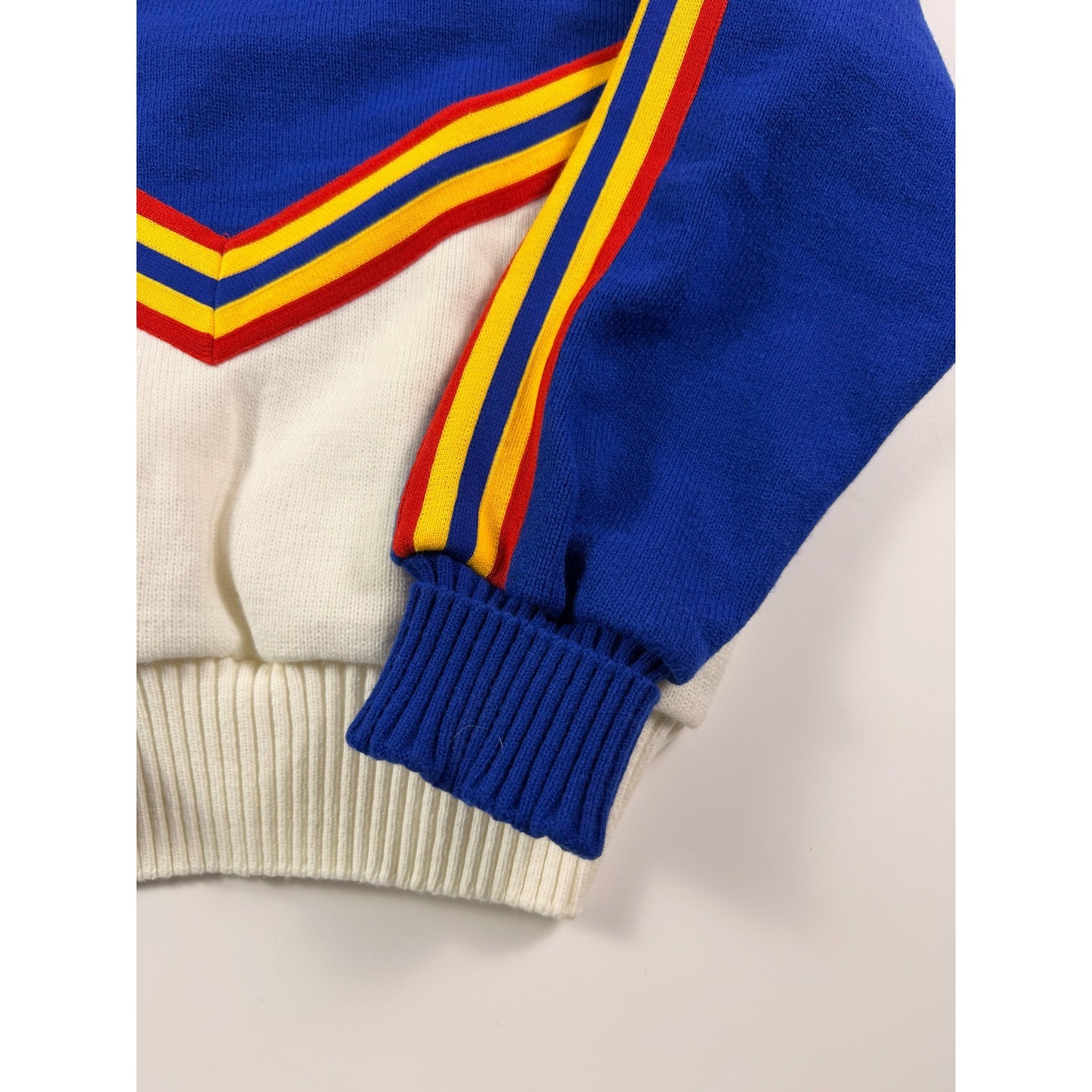 Vintage Varsity Spirit UCA Cheerleader Sweater Blue White Red Halloween Preppy