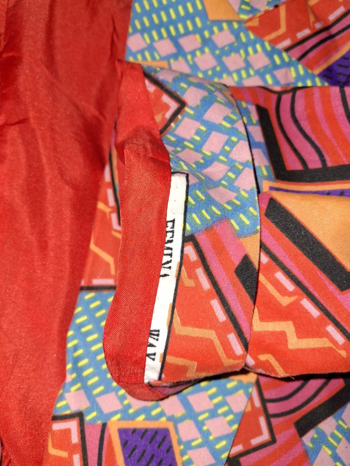 Vtg 80s Jacket Geo Print Long Blazer Red Yellow Purple Teal Femina