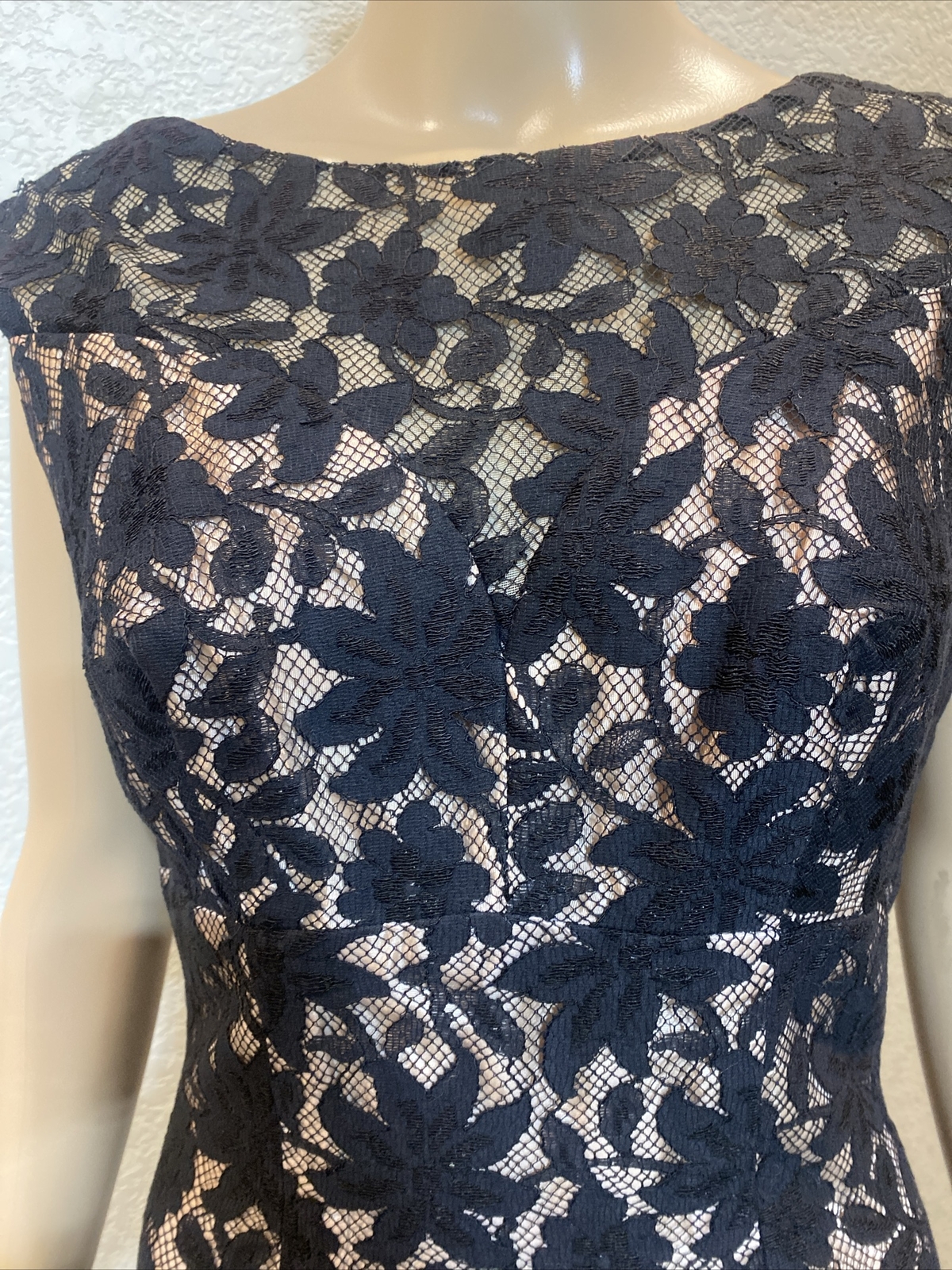 LILLI DIAMOND of California VTG Original BLACK LACE COCKTAIL Sleeveless DRESS**