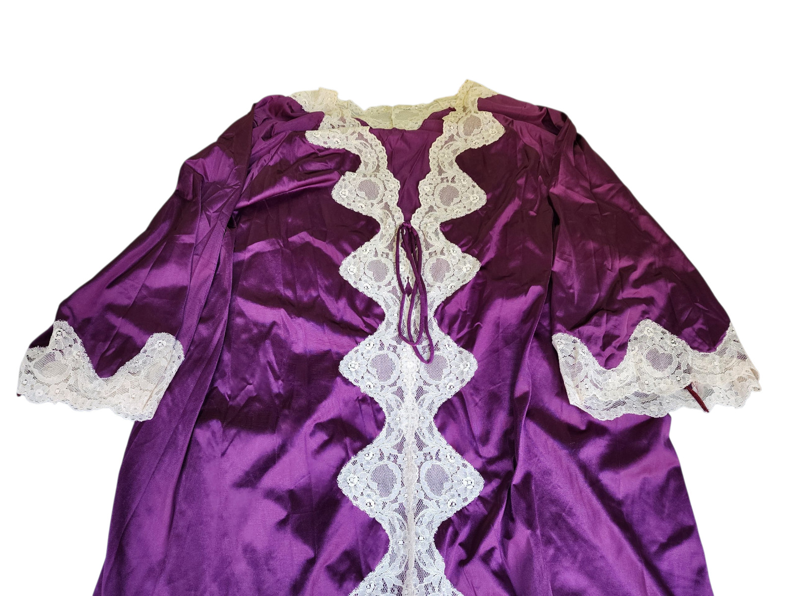 Vintage Royal Purple Robe Nightgown Nylon Tricot 2X 80s Glam Rock