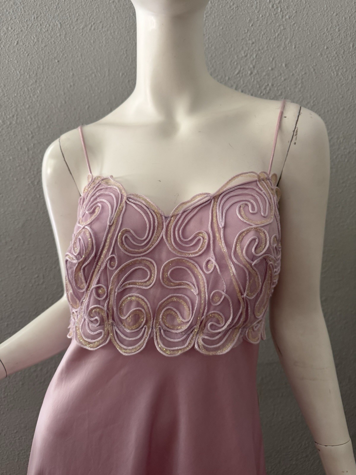 Vintage 90s De Laru Satin Slip Long Maxi Formal Prom Dress L