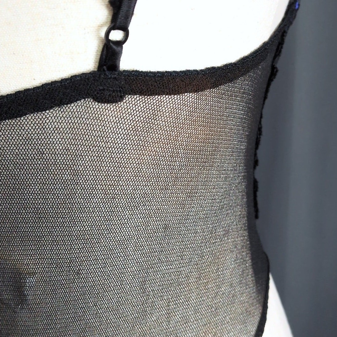Vintage 1980s Victoria’s Secret Indigo Black Lace Teddy Lingerie Bodysuit Petite