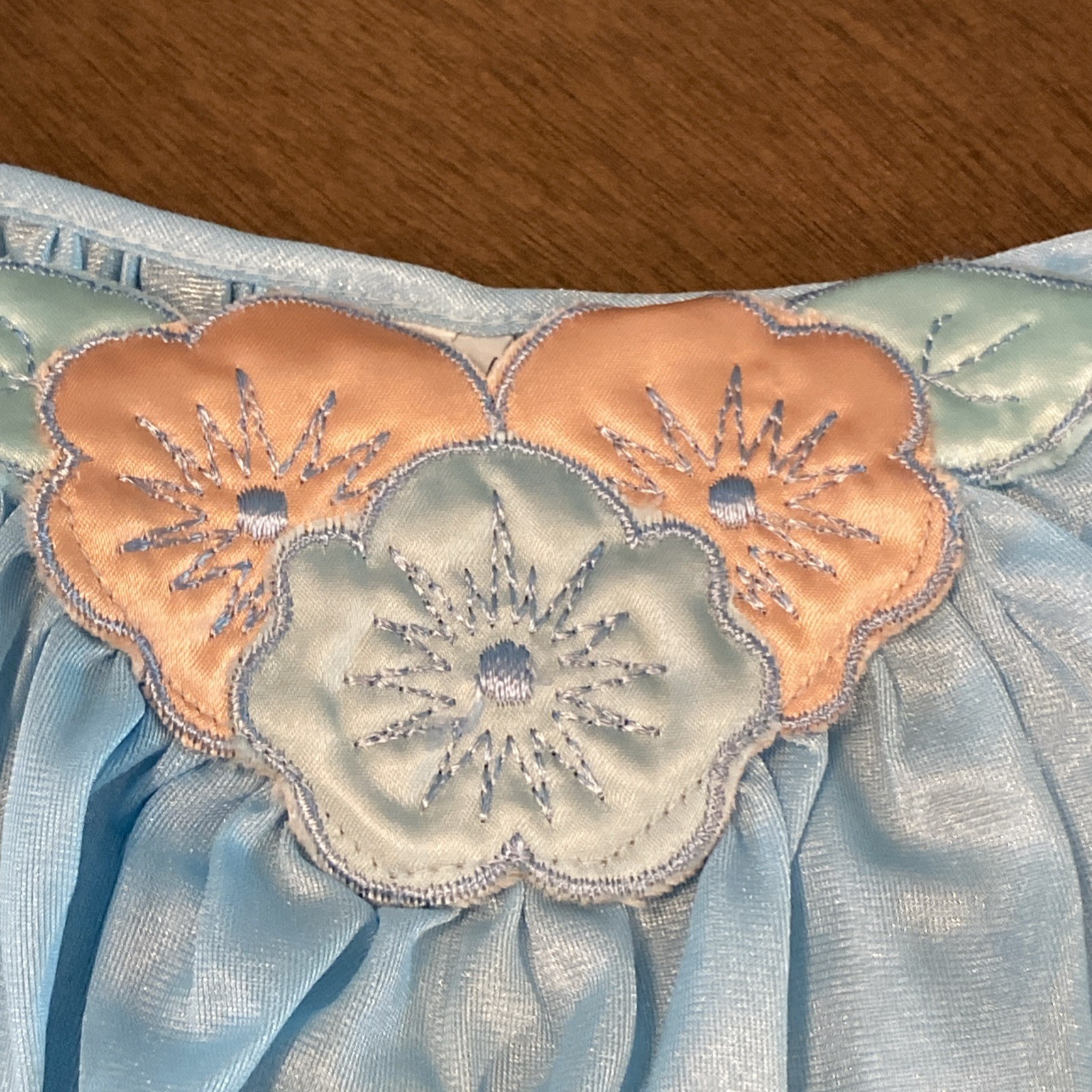 VTG Blue Nylon Babydoll Ruffled Nightie Granny Pantie Set NOS Sz.M (Lg. Panty)