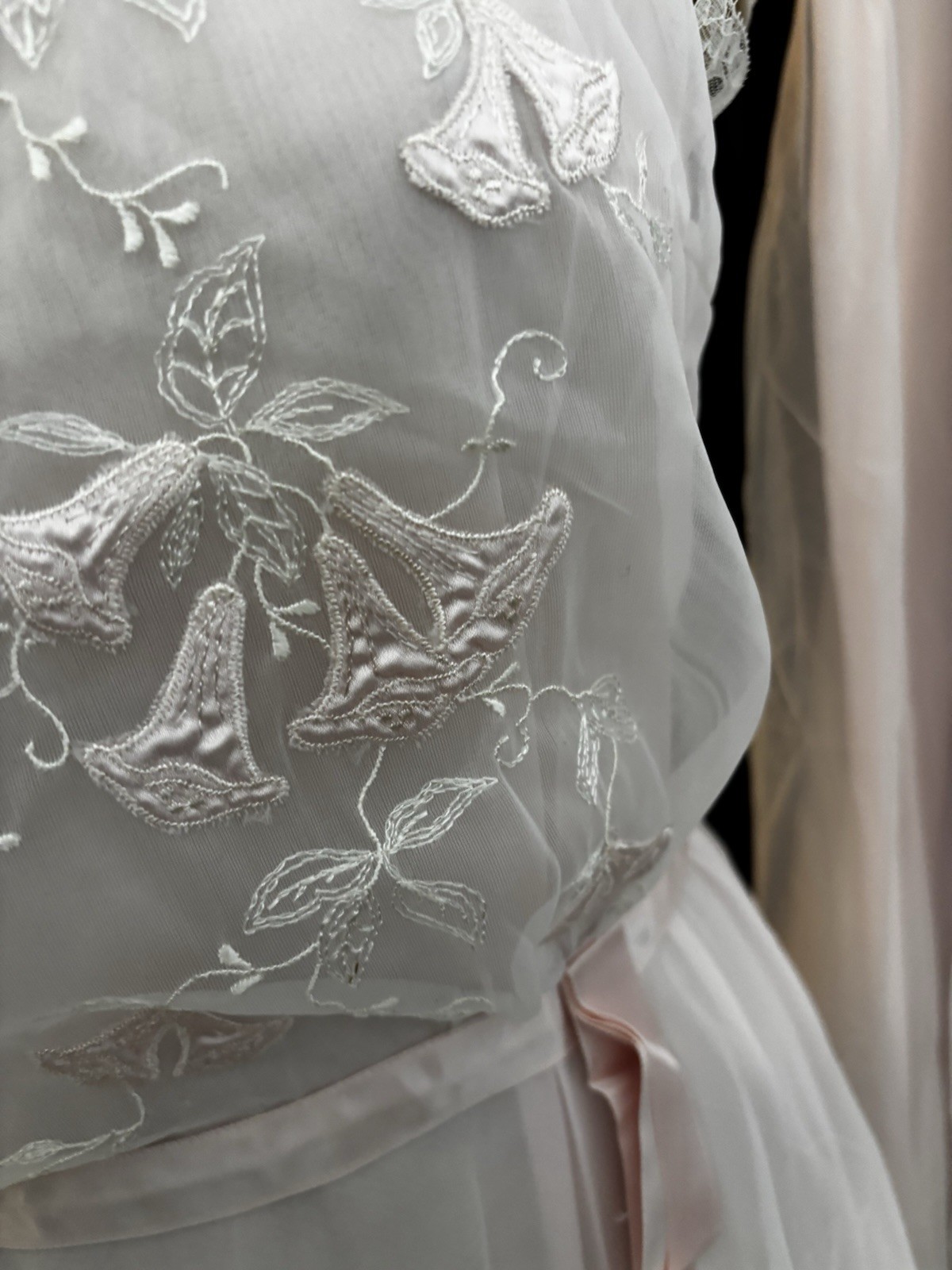 LAROS VTG WEDDING BELL PINK NIGHTGOWN, ROBE PEIGNOIR NEGLIGENCE Size S