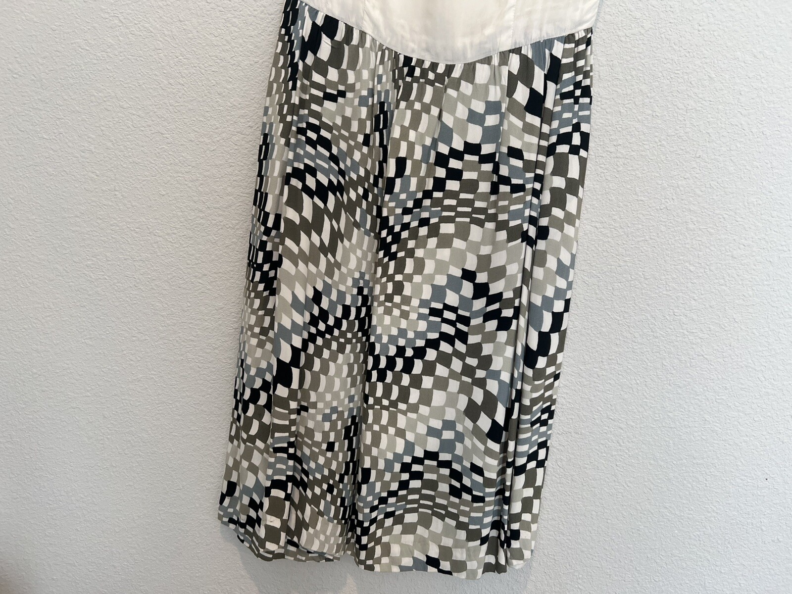 VTG 60s Bud Kilpatrick Checkered Print 2 Piece Dress Black White Brown Geometric