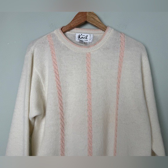 Vintage Lambswool Angora Sweater Cream Blush Soft Girl Coquette Cottagecore Knit